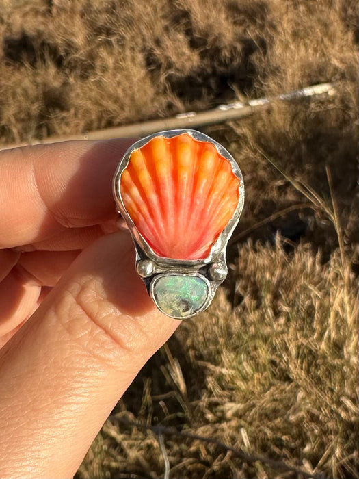 Sunrise Shell/Opal Ring