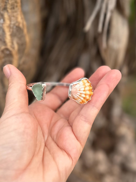 Silver Sunrise Shell Cuff
